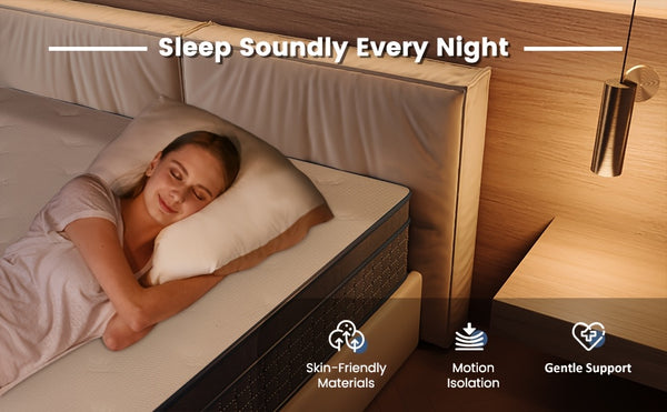 26cm/10.2in) Premium Hybrid Mattress: Individual Pocket Springs & 7-Zone Gel Foam, Medium Firm, Motion Isolation, Blue & White Design