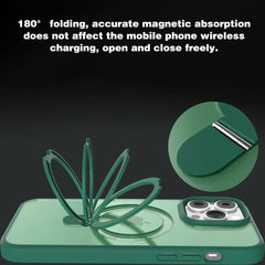 TECH SENSE Magnetic Case for iPhone with Stand, Compatible with MagSafe, Foldable Stand, Full Camera Lens Protection, Scratch-Resistant Translucent Matte Shockproof Phone Cover