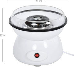 HOMCOM 450W Candy Floss Machine, Professional Automatic Cotton Candy Sweet Machine with Candyfloss Sticks, Spoon, Splash Guard, Non-Slip Base for Birthday Christmas Wedding Party, Funfair Style, White