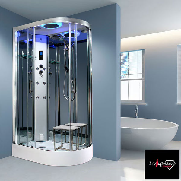 Insignia Diamond 1100Mm Offset Quadrant Steam Shower in 2 Colours