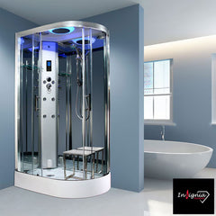Insignia Diamond 1100Mm Offset Quadrant Steam Shower in 2 Colours
