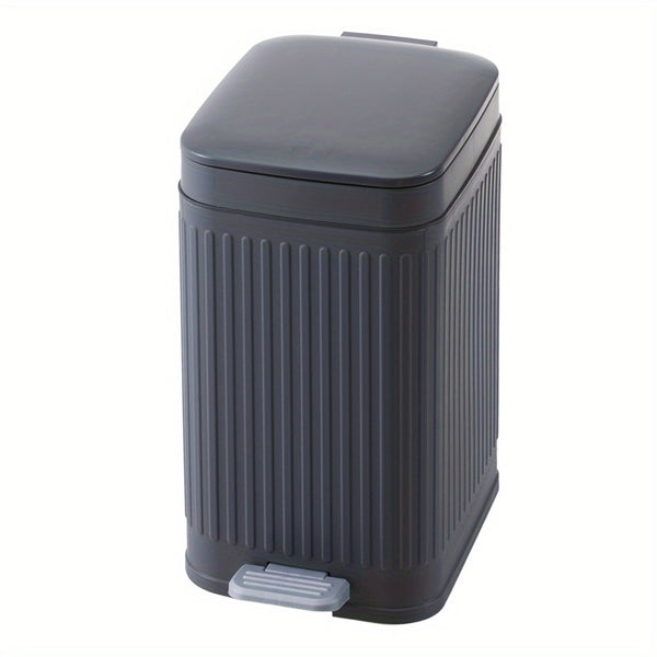 7L Household Grey Simple Trash Can Storage Bin, Anti-odor, Kitchen and Living Room Gap Trash Can with Lid, Push Foot Pedal Trash Can