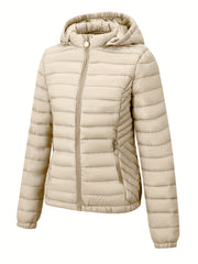 Women's Autumn/Winter Simple Lightweight Hooded Commuter Padded Coat with Pockets