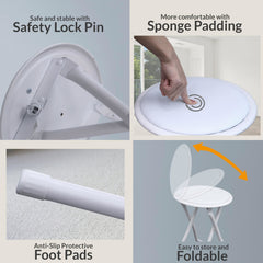 Standard Folding Stool – Durable & Compact Seating Solution Foldable Lightweight Portable - Available in Black or White