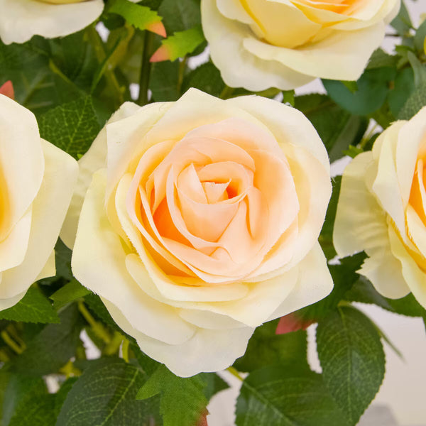 Artificial Roses in Glass Vase in 2 Colours