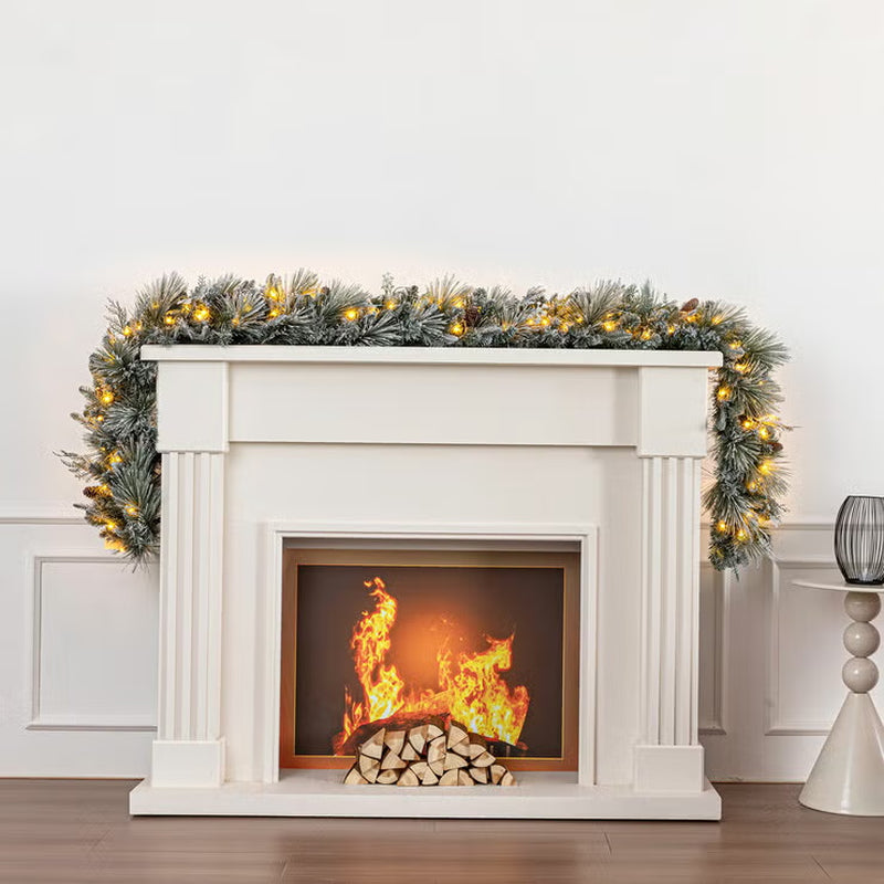 9Ft Pre-Lit Flocked Garland with Twinkle LED Lights