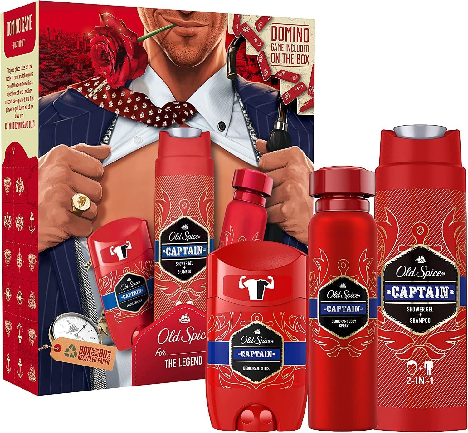 Old Spice Gentleman Gift Set for Men with Captain Deodorant Spray, Deodorant Stick and Shower Gel