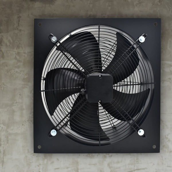 1pc Low Noise 300mm / L37xW37CM Extractor Fan 2130m/h - Stainless Steel Ventilation Fan with Backdraft Damper for Kitchen, Bathroom, Garage - Black
