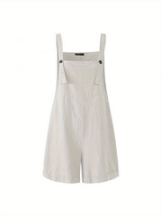 Women's Sleeveless Overalls Jumpsuit - Loose Fit Square Collar One-Piece with Button Closure, Solid Color (White/Black/Army Green) | Beltless Summer Outfits, Machine Washable Casual Wear for Spring, Summer, Fall | Stylish & Practical for easy