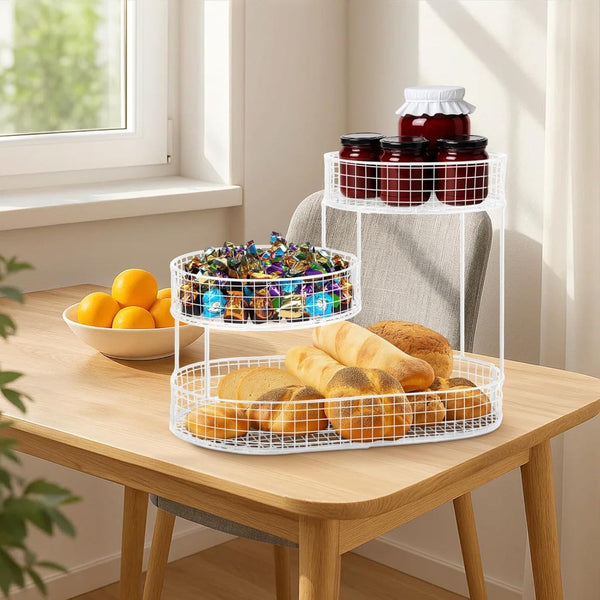 3-Layer Desktop Storage Rack - Iron Fruit Basket & Vegetable Organizer for Kitchen Dining Table, Space Saving Metal Storage Rack