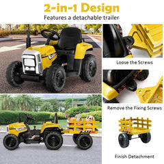 12V Kids Ride on Tractor with Trailer Music and LED Lights