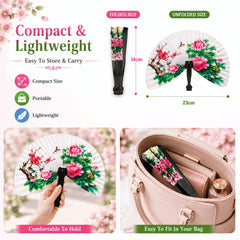 12pcs Folding Fans - Compact Foldable Fans Assorted Designs with Floral and Bird Patterns, Ideal as Gifts and Decorations, Paper Fans