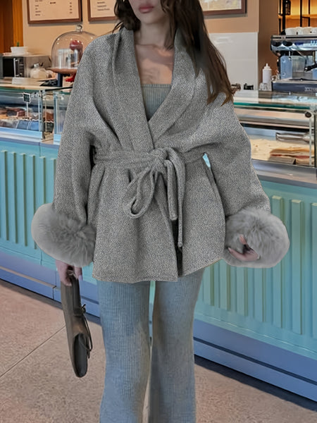 New Autumn/Winter Sophisticated Style Tie-Strap Coat for Women, Elegant and High-End, Overcoat
