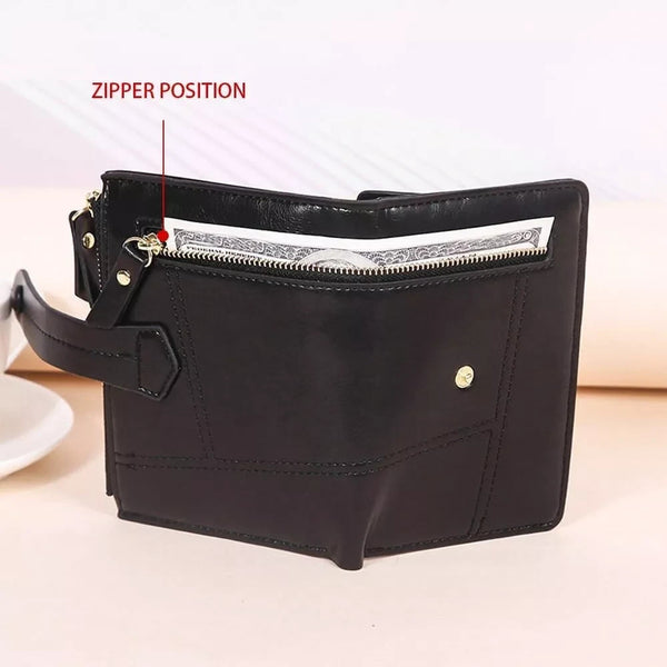 Womens Black Soft Leather Zip Clutch Coin Purse Wallet Ladies Credit Card Holder