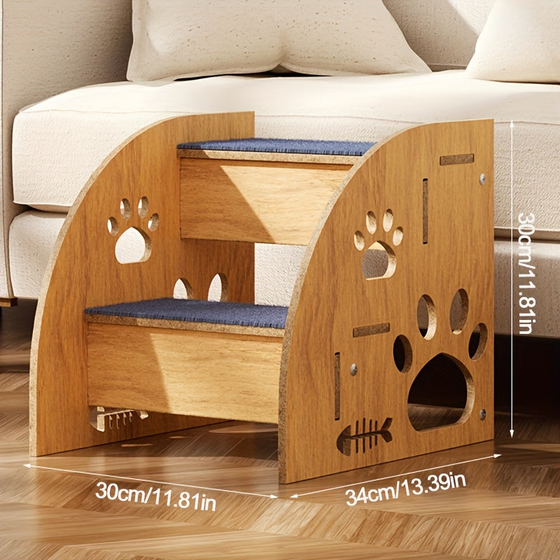 Sturdy Wooden Pet Stairs with Soft Steps - Non-Slip Dog ladder, Portable pet staircase with, for Small, Medium, Large Dogs - Ideal for Beds, Couches, Crate - Easy to Clean & Space-Saving Design for Home or Travel