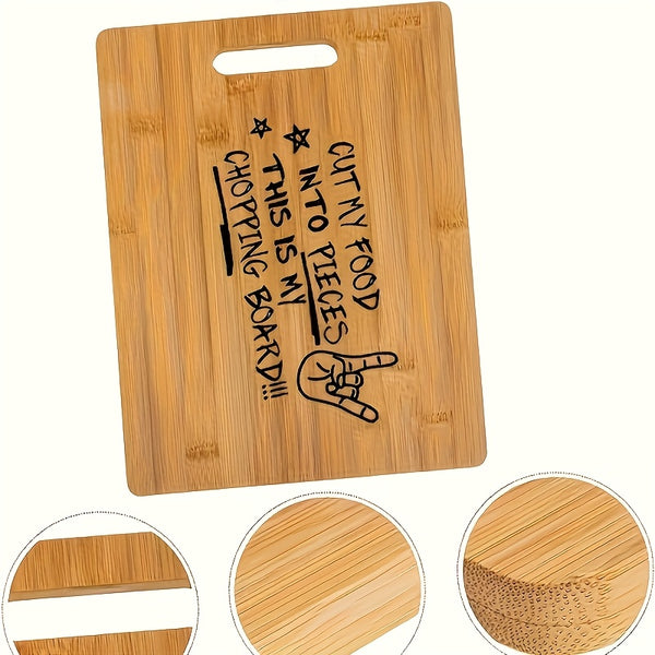1pc Cutting Board, Chopping Board, Carved Cutting Board, Laser Carved Funny Bamboo Cutting Board, Kitchen Decoration, Creative Home Gifts For Friends, Bamboo Material, Outdoor Portable Cutting Board, Cutting Fruits And Vegetables, Double-sided Usable