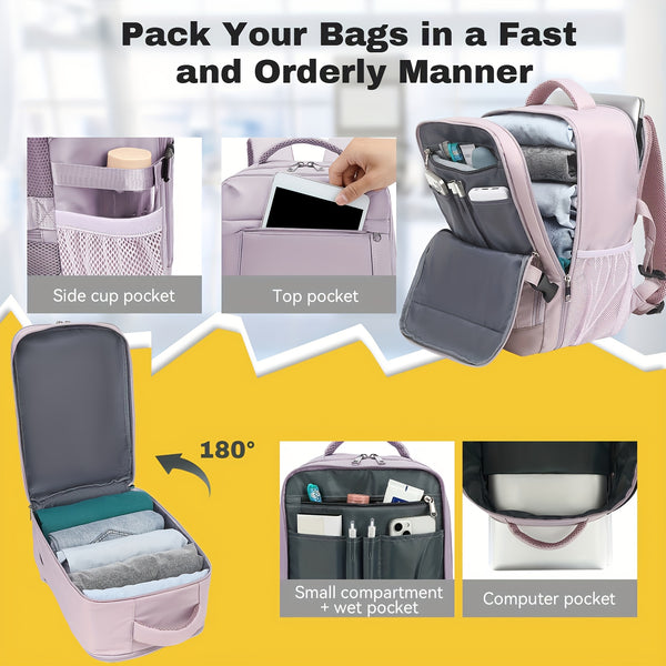 40X20X25Cm Cabin Backpack, Camping Backpack, Ryanair Carry-On Luggage, Travel Bag for Business, Accommodates 14' Laptop, Under- Cabin Bag, Complies with Airline Boarding Size Standards, Carry-On Bag for Air Travel, Rucksack