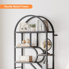 Arched Bookshelf, 9-Tier Metal Open Bookcase, Bookcase Display Racks, Modern Book Shelf for Living Room, Bedroom, Office, Geometric Display Shelf