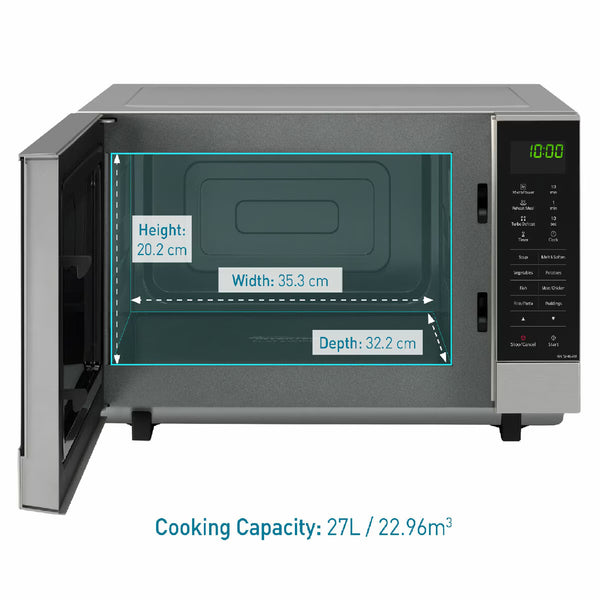 Panasonic 27 Litre 1000W Solo Microwave in Silver, NN-SF464MBPQ