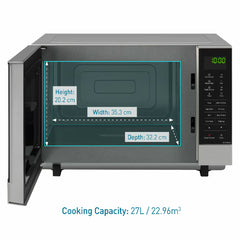 Panasonic 27 Litre 1000W Solo Microwave in Silver, NN-SF464MBPQ