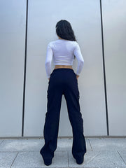 Straight Leg Cargo Pants, Y2K Streetwear Casual Pants, Women's Clothing