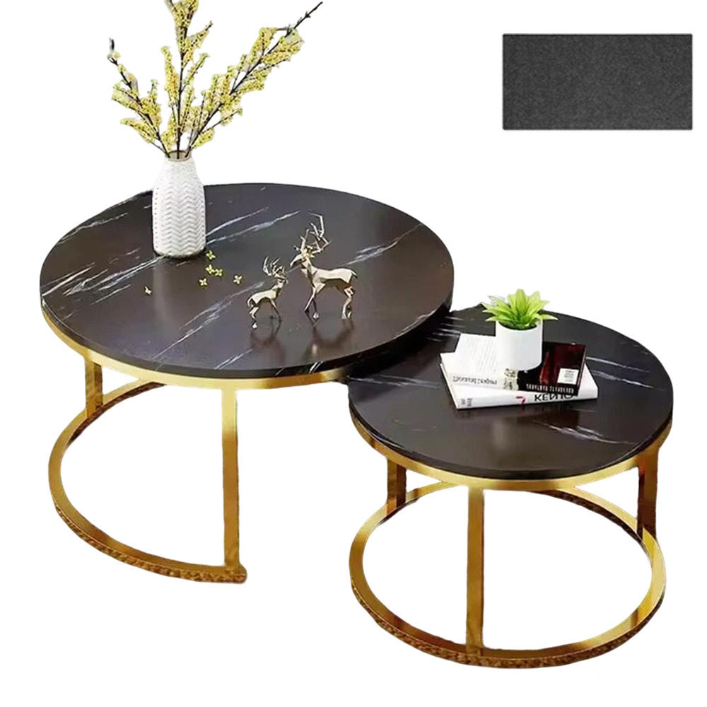 Nesting Coffee Tables Set of 2 Round Stacking Sofa Side Tables for Living Room