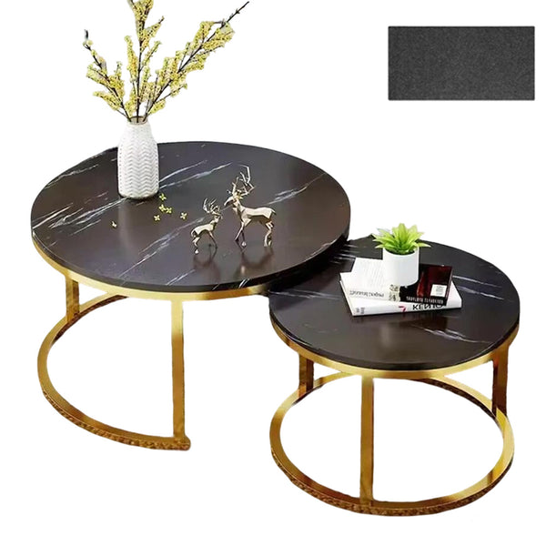 Nesting Coffee Tables Set of 2 Round Stacking Sofa Side Tables for Living Room