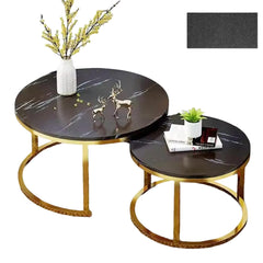 Nesting Coffee Tables Set of 2 Round Stacking Sofa Side Tables for Living Room