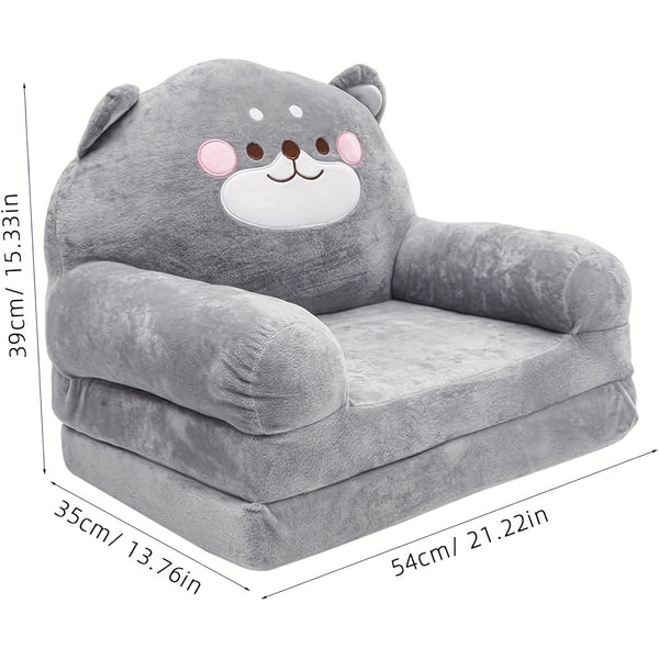 Cozy Kid Folding Sofa, Plush, Washable Lounge Chair for Playroom & Nursery, Foldable Soft Toddler Chair for Reading Relaxing Sleeping