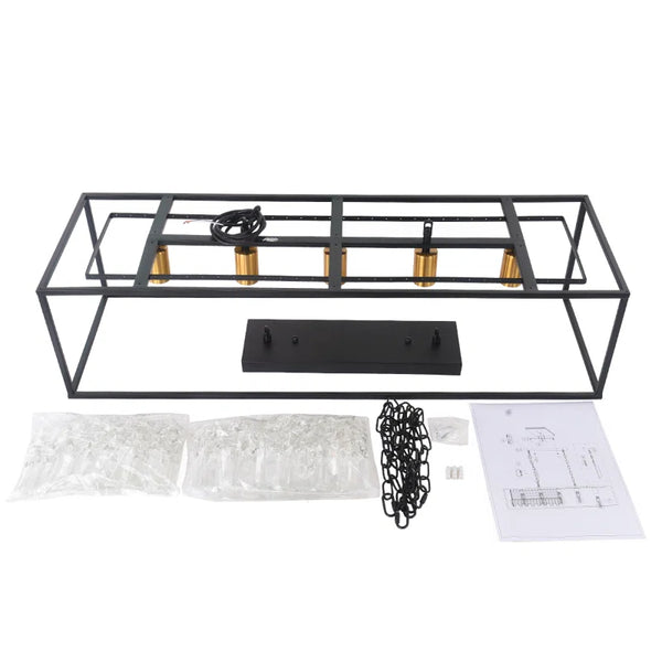 Fircrest 5-Light Island Rectangle Crystal Chandelier
