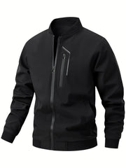 Men'S Casual Bomber Jacket | Spring-Autumn, Non-Stretch, Baseball Collar, Multiple Pockets, Zipper Closure
