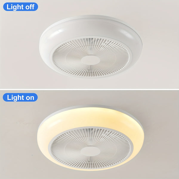 1pc Ceiling Fans with Lights, LED Fan Light Kit, Low Profile Ceiling Fans, Bladeless Ceiling Fan Remote Control Enclosed Flush Mount Ceiling Fan with Timming, 3000-6000K for Living Room, Bedroom, Attic, Kitchen, Laundry Room, Dining Room