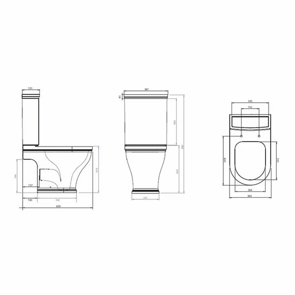 Tavistock Ashby Open Back Toilet with Cistern and Seat