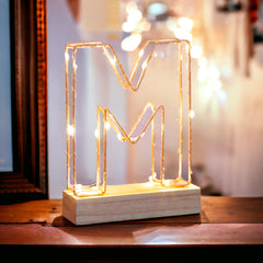 Light Up Letter | LED Alphabet Wire Frame Letter Lights | Rose Gold Copper Initials | Personalised Lighting | Battery Powered | For The Office Living Room Bedroom | Gift For Her