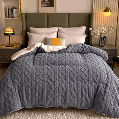 Luxury Taffeta Comforter Thick Warm Comforter, Heavy Warm Winter Comforter Core, Modern Ultra Soft Thick Weighted Blanket All Season Fluffy Fleece Quilt Beddin, Ideal Bedding Gifts for Christmas Mother's Day Valentine's Day Festival, Single Double King Su