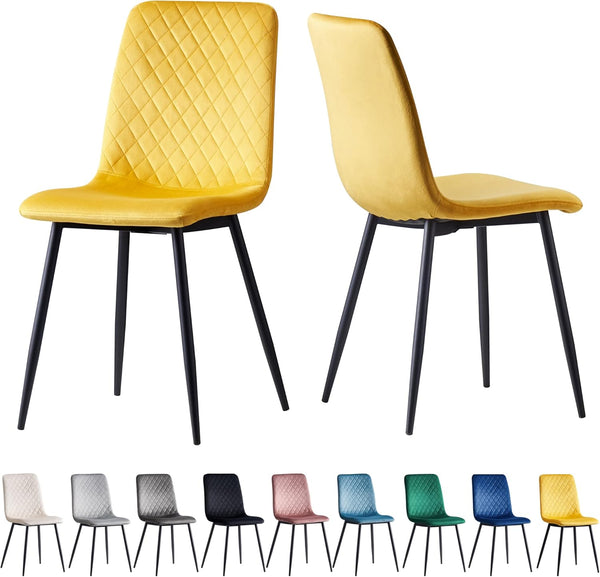 mcc direct Set of 2 Designer Velvet Chairs Fabric Dining Chairs with Metal Legs-Lexi Chairs