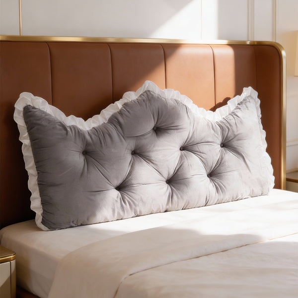 Large Ultra-Soft Comfortable Plush Backrest Pillow, Princess Style Reading Cushion, Neck and Back Support, Luxurious Fashionable Home Style Multifunctional Lace Ruffled Headboard Cushions, Suitable for Bedroom, Living Room, Dorm, Sofa Home Decor, Machine