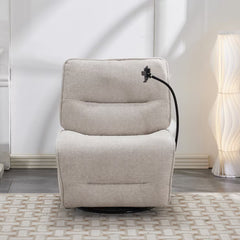 Meteor Beige Fabric Power Reclining Swivel Chair