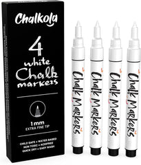 Jumbo White Chalk Pens - 15Mm Window Markers | Pack of 4 White Pens - Use on Cars, Chalkboard, Whiteboard, Blackboard, Glass, Bistro | Loved by Teachers, Artists, Businesses