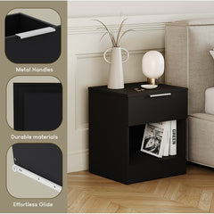 Vida Designs Trega 1 Drawer Bedside Chest Set Of 2, End Table Nightstand Space Saving Storage Organizer Bedroom Furniture