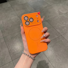 Luxury Orange HD Transparent Magnetic Wireless Charging Phone Case Compatible With IPhone 17 Pro Max Air 16 15 14 13 12 11 Pro Max 17 Pro Cases Shockproof Soft Frame Hard Back Cover