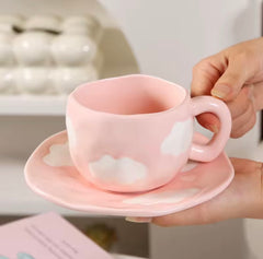 1pc Ceramic Coffee Cup And Saucer, Korean-Style Ins Style Retro Hand-Knotted Mug, High-Looking Fresh Breakfast Milk Cup, Office Water Cup, Tea Cup, Suitable for Home Use, Parties, Gift Giving