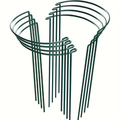 HiGift 8pcs Plant Support Stakes, Semi-Circular Metal Garden Cultivation Trellis for Indoor Peony Cages and Supports, Tomato and Hydrangea Outdoor Green Plant Support Rings, Width 25.4cm X Height 40.96cm