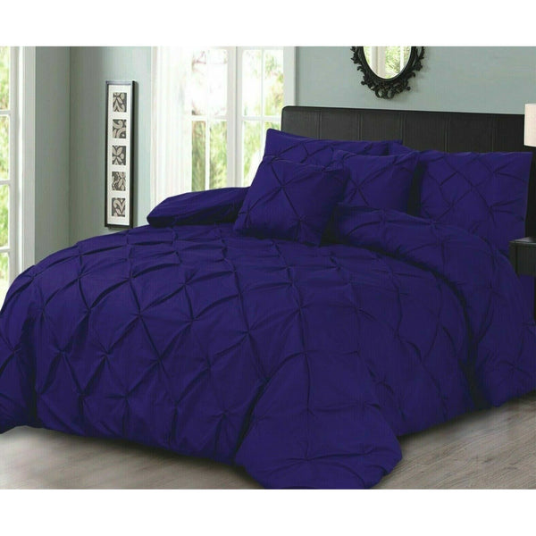 PINTUCK PLEATED ALFORD EGYPTION COTTON MIX DUVET COVER WITH PILLOW CASEA ALL SIZES SINGLE DOUBLE KING SUPER KING