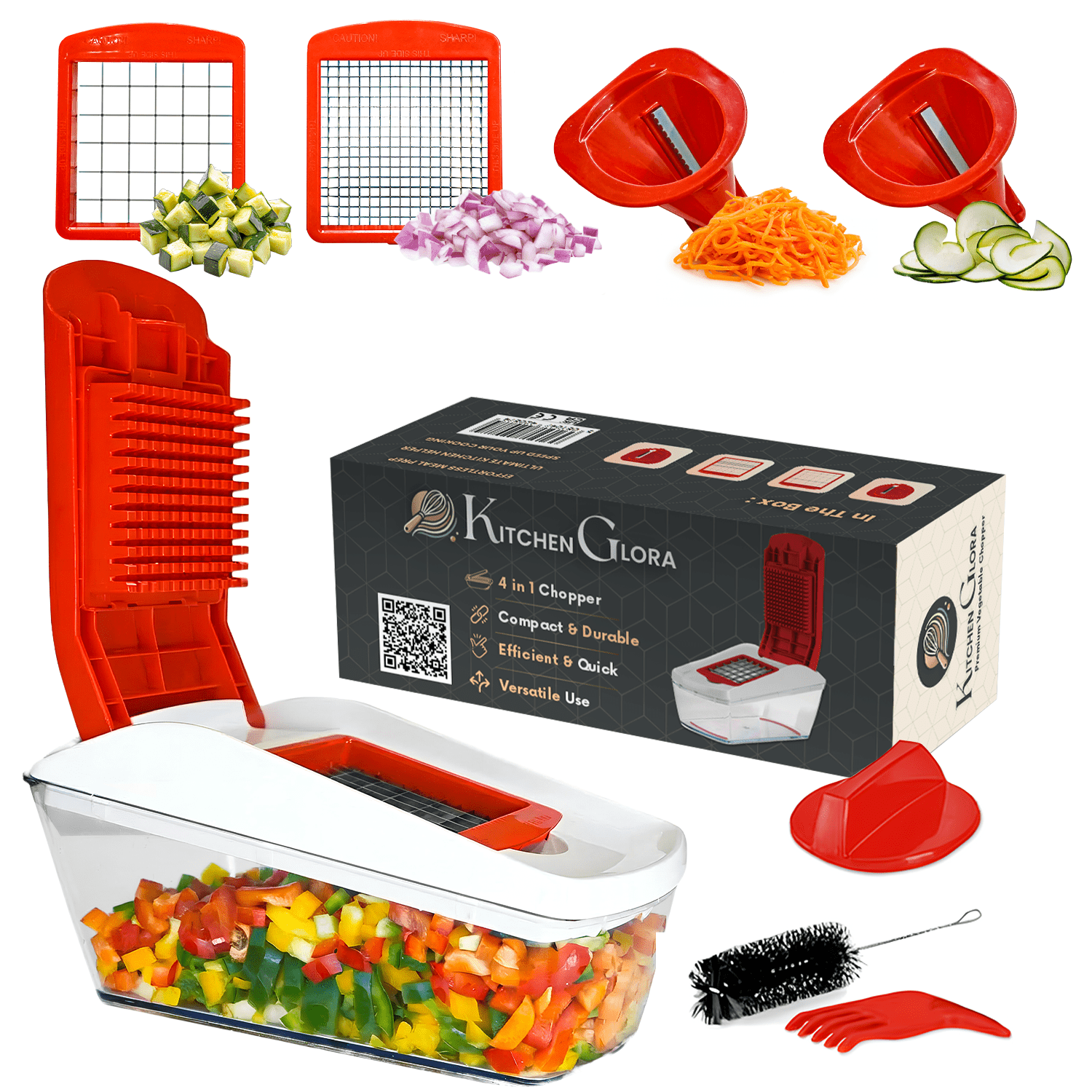 AEX 4-in-1 Manual Vegetable Chopper | Onion Dicer & Slicer | UK Kitchen Gadget | Time-Saving Meal Prep Tool
