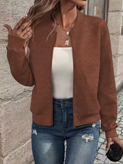 Solid Color Casual Zip-Up Cardigan Jacket