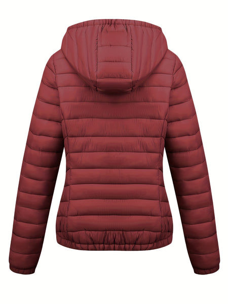 Women's Autumn/Winter Fashion Simple Versatile Lightweight Commuter Hooded Padded Coat with Pockets