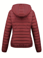 Women's Autumn/Winter Fashion Simple Versatile Lightweight Commuter Hooded Padded Coat with Pockets