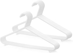 KEPLIN Adult Plastic Coat Hangers - 25Pk, Black Colour, Strong Clothes Hangers for Clothes Rail & Closet, Clothing Hanger with Suit Pants Trouser Bar and Clips, Space Saving, 37.5 Cm Wide