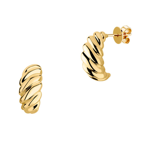 14Ct Yellow Gold Textured Stud Earrings